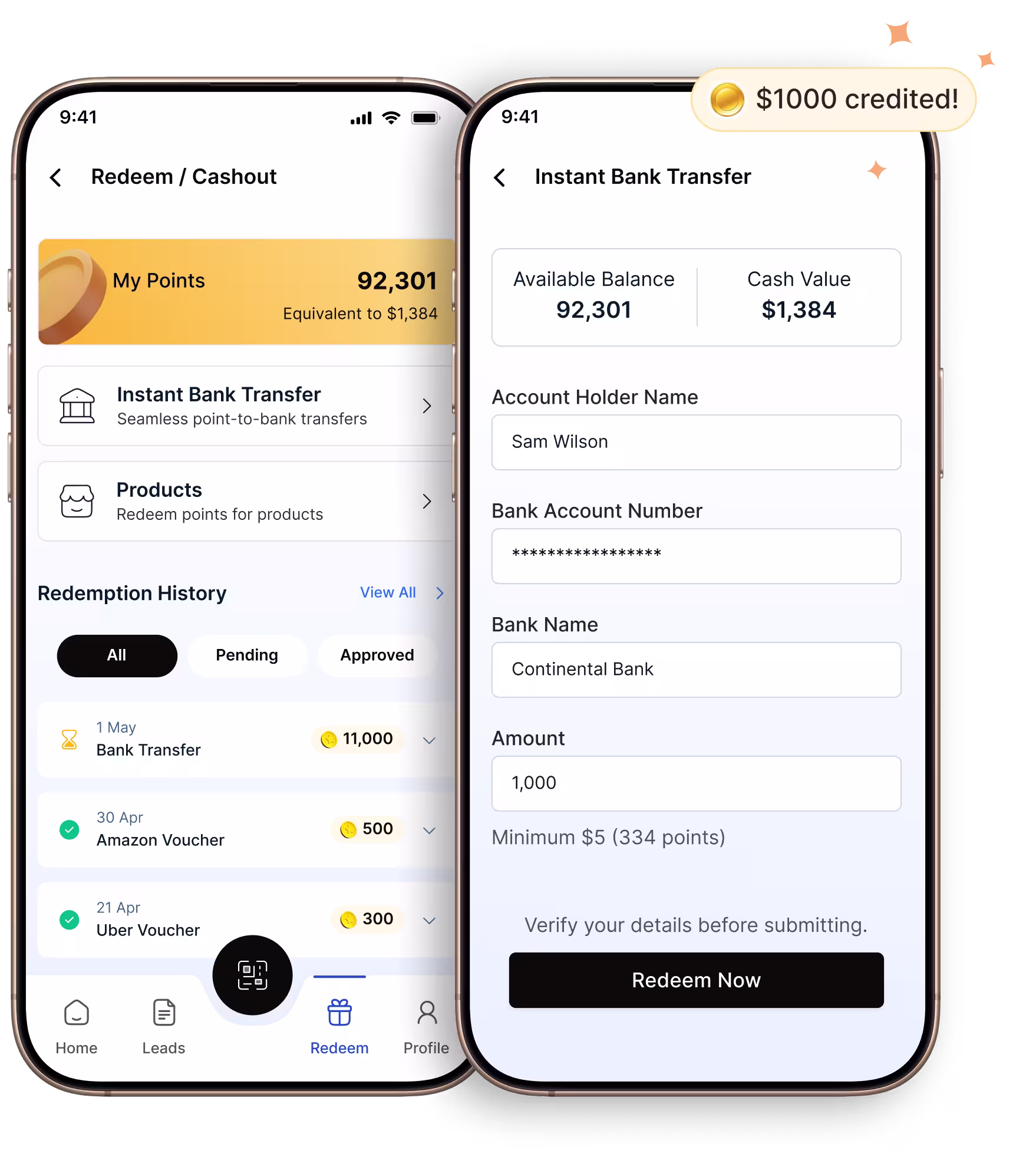Cashouts rewards workflow