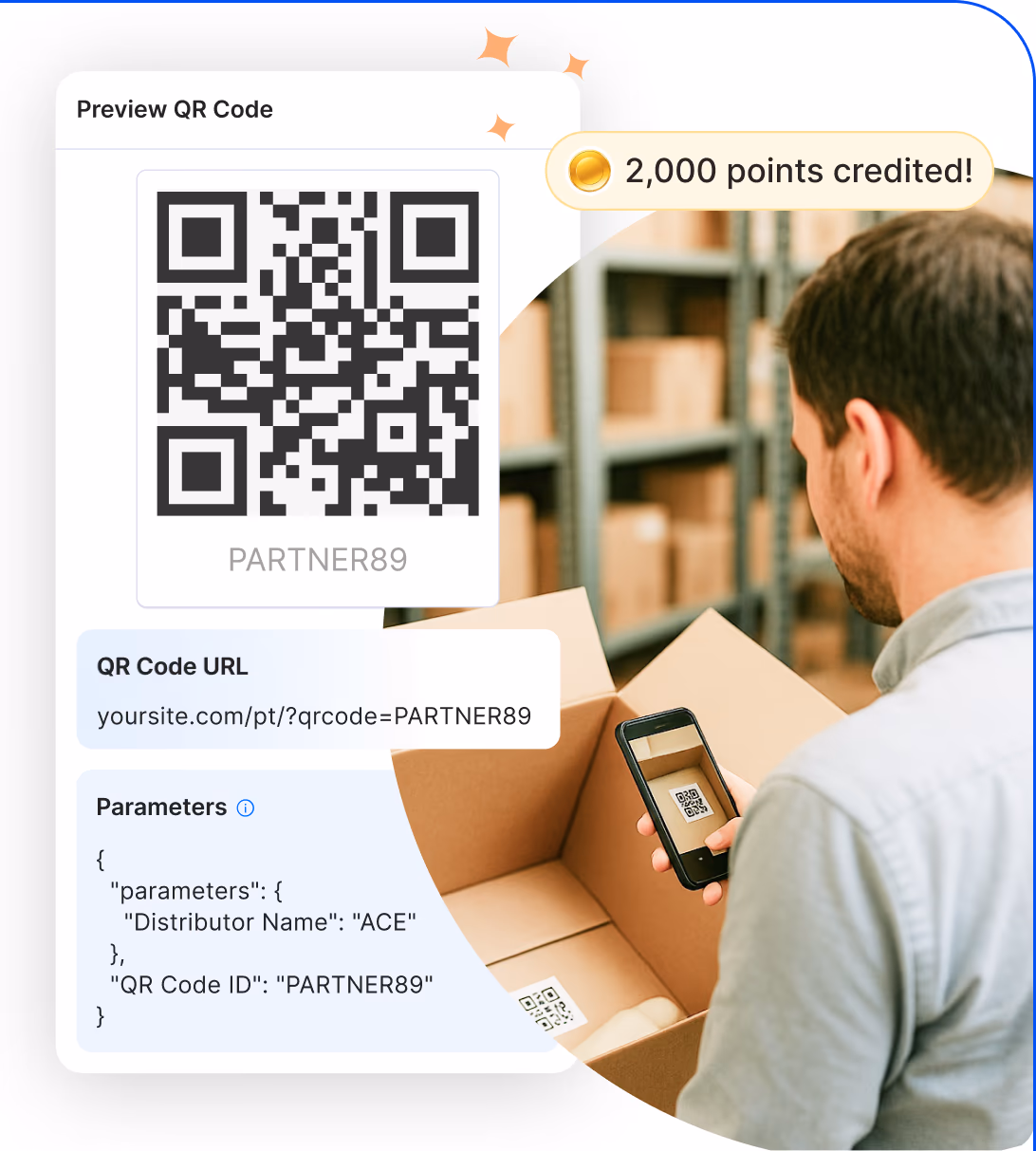 Partner scanning a product QR code to credit points