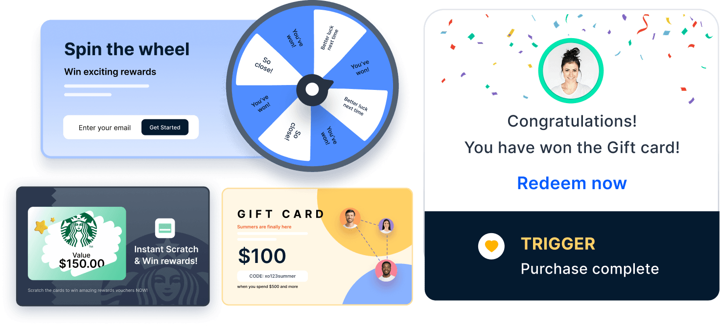 Gamification spin the wheel scratch cards and gift rewards