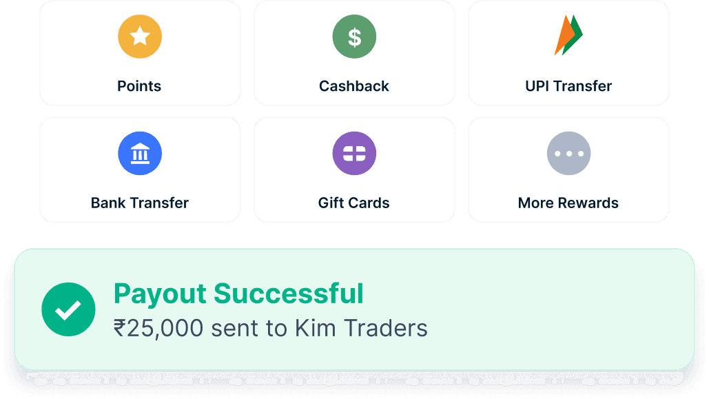 Rewards payout options and payout successful confirmation