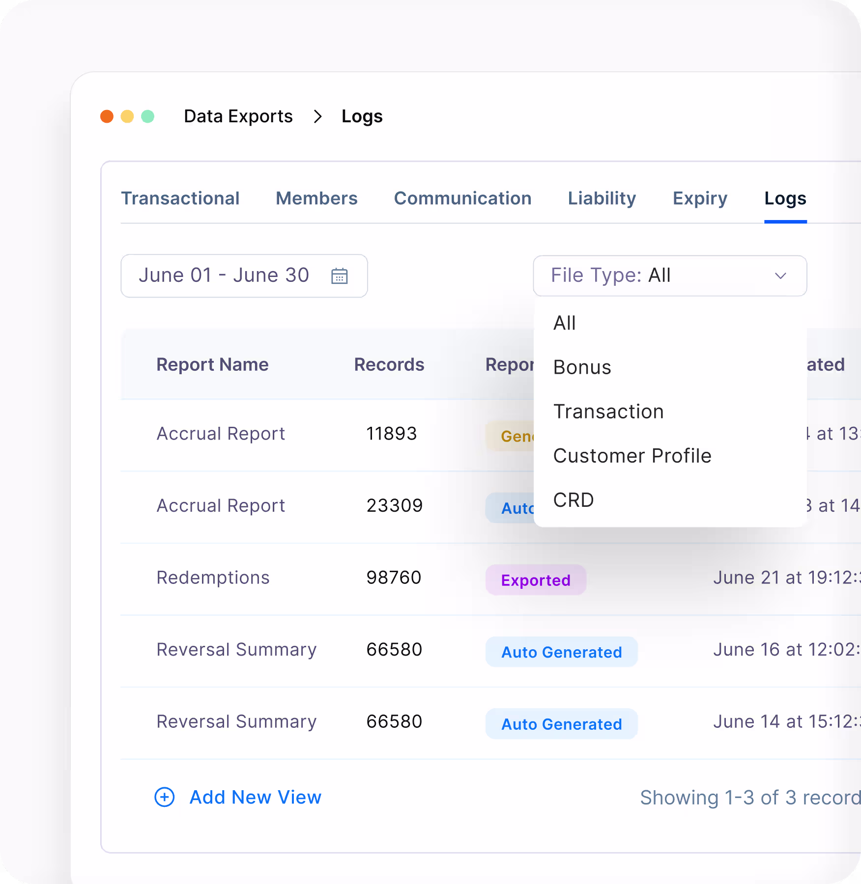 System logs report dashboard