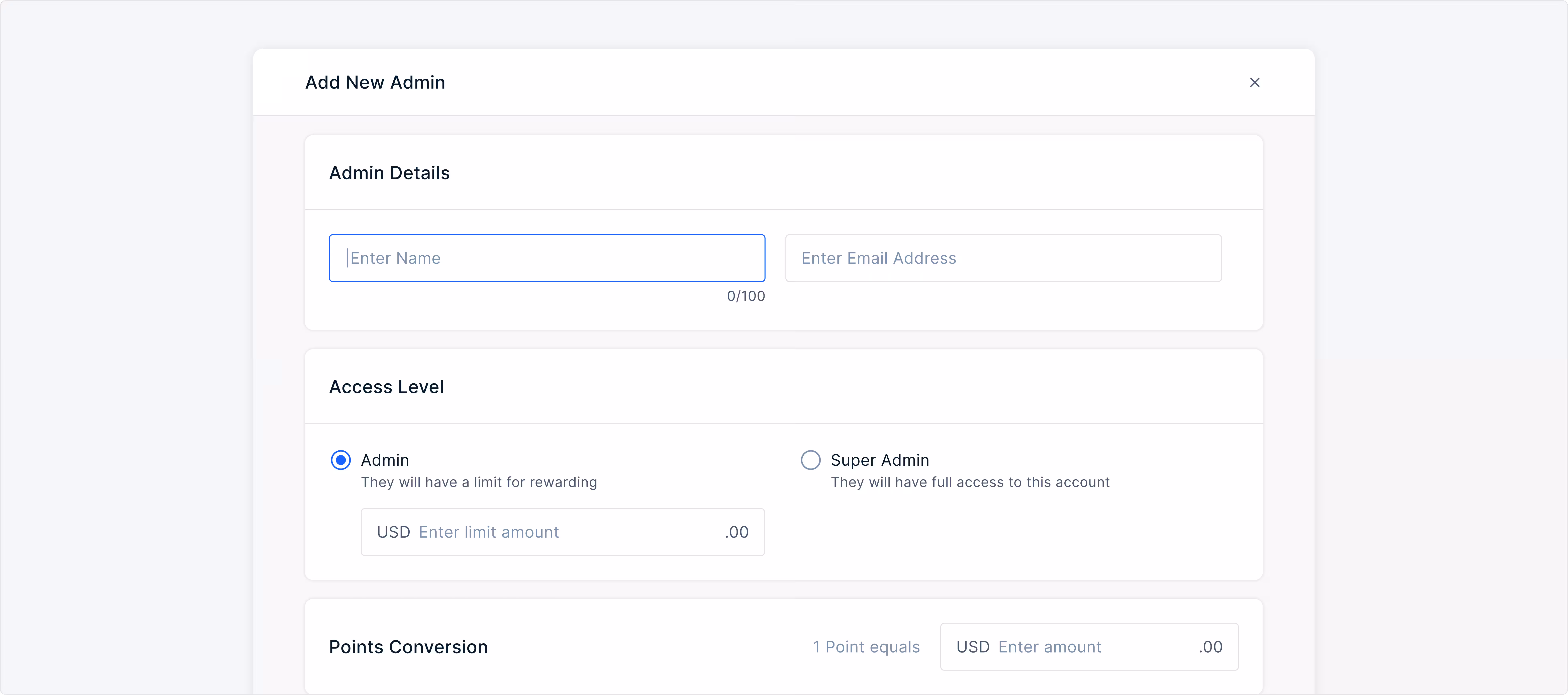 Controls per program: distributed admin controls