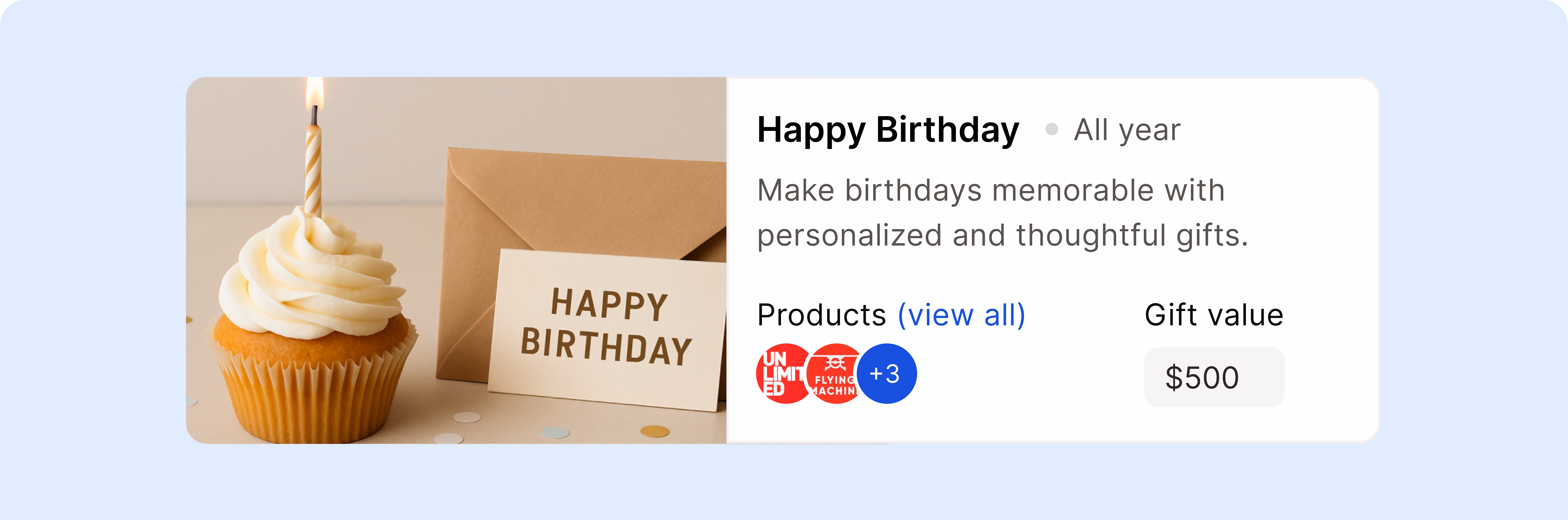 Birthday and life event gifting