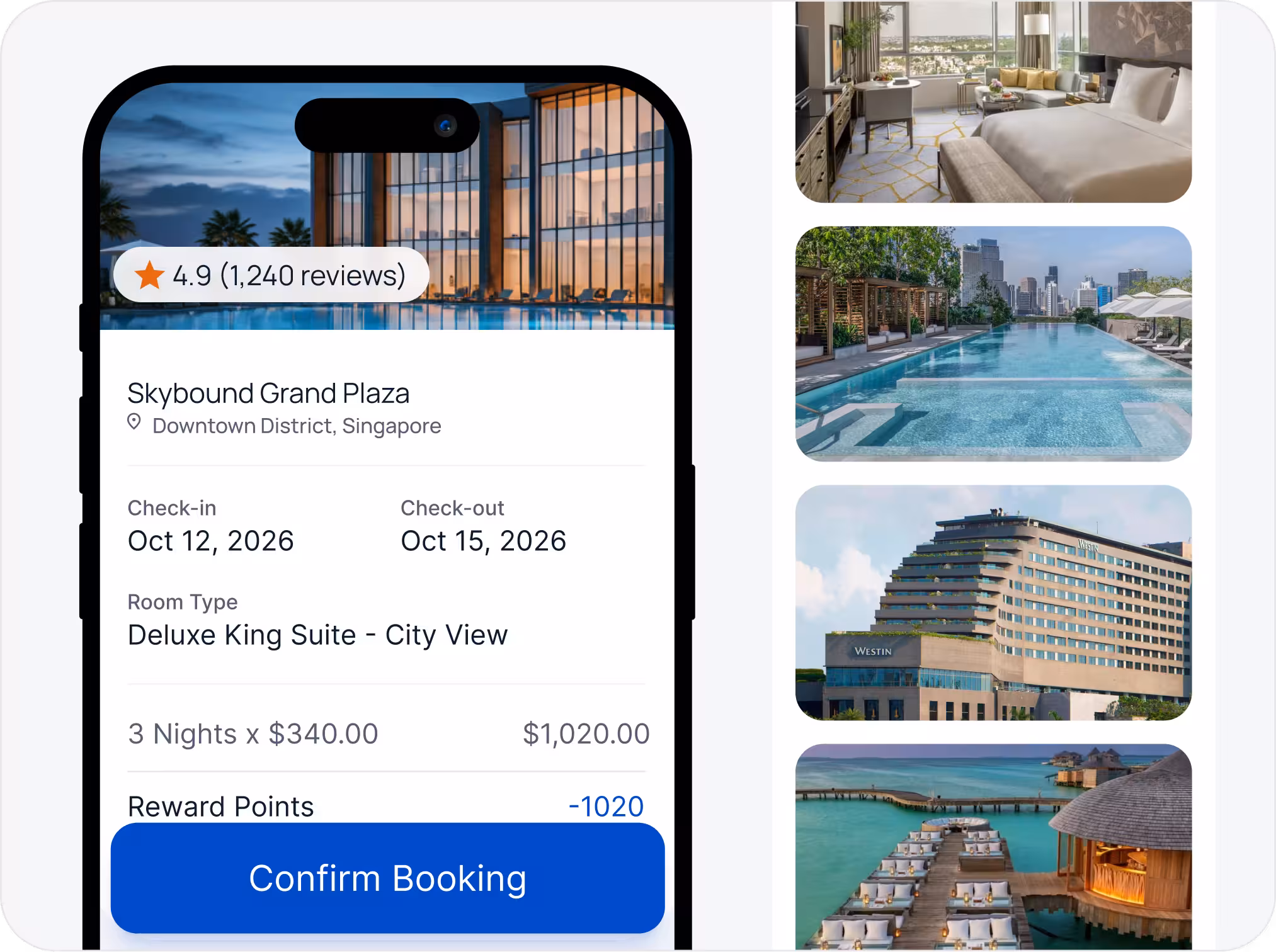 Hotel bookings: premium stays worldwide