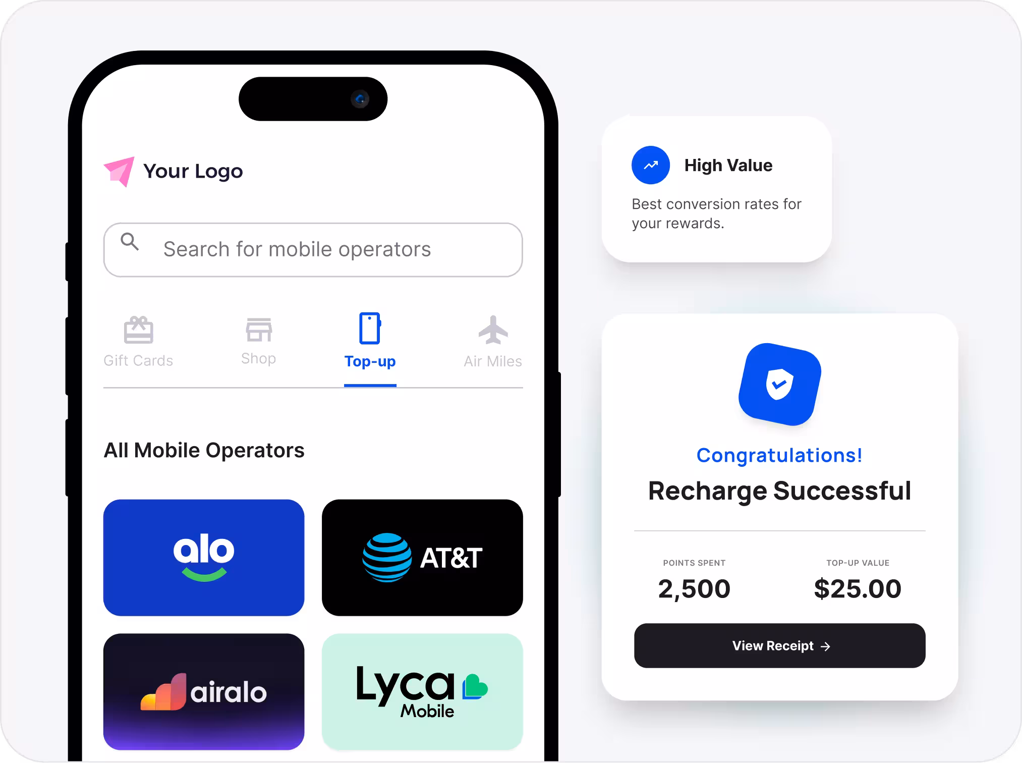 Mobile recharge across 200+ telecom partners