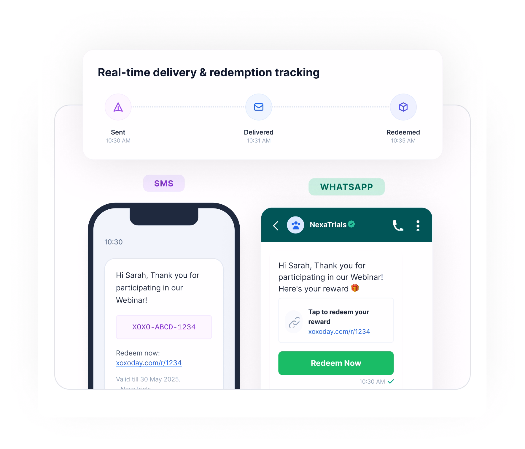 Send rewards in different delivery modes