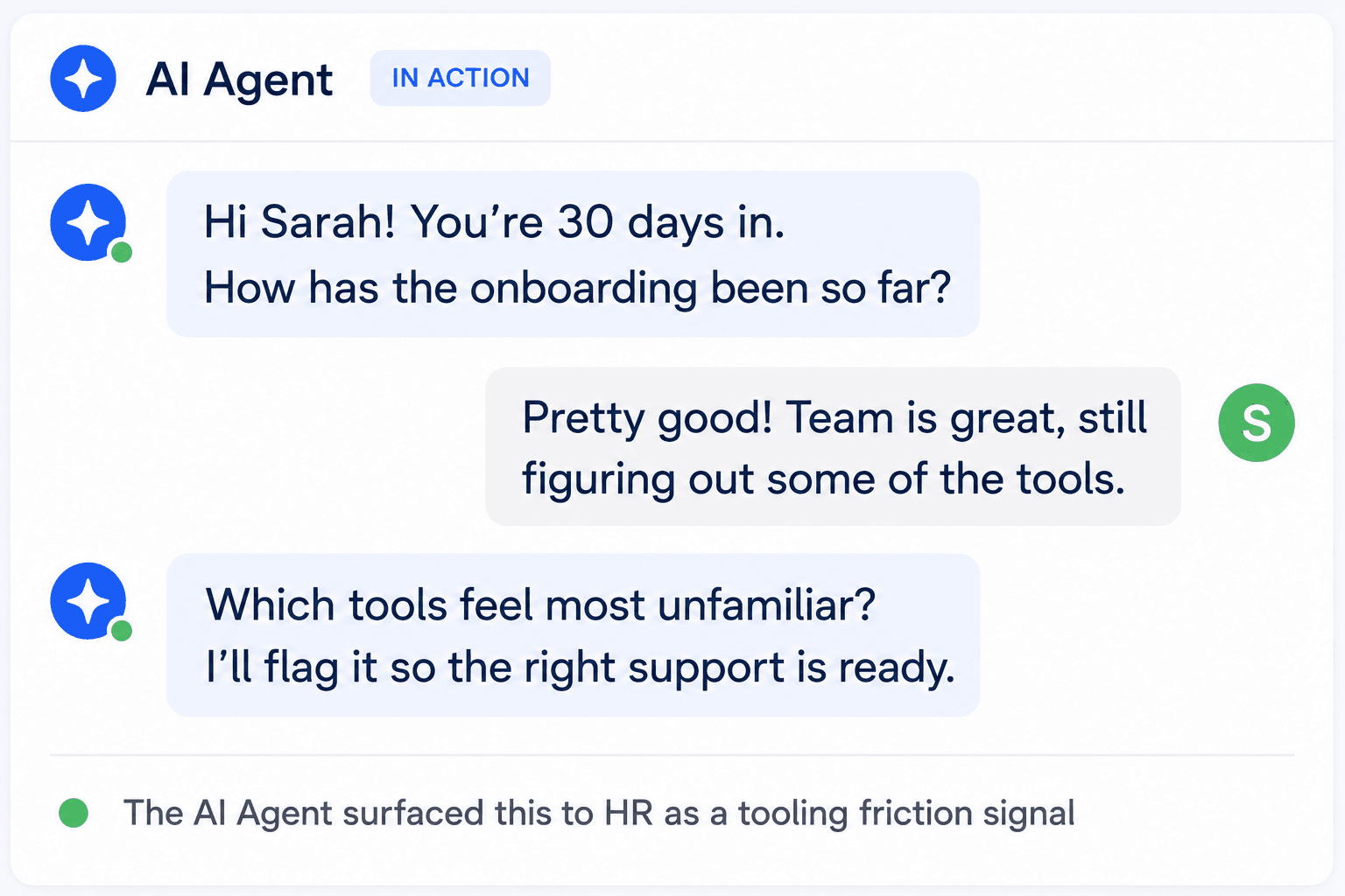 Empuls AI Agent running a conversational check-in in chat