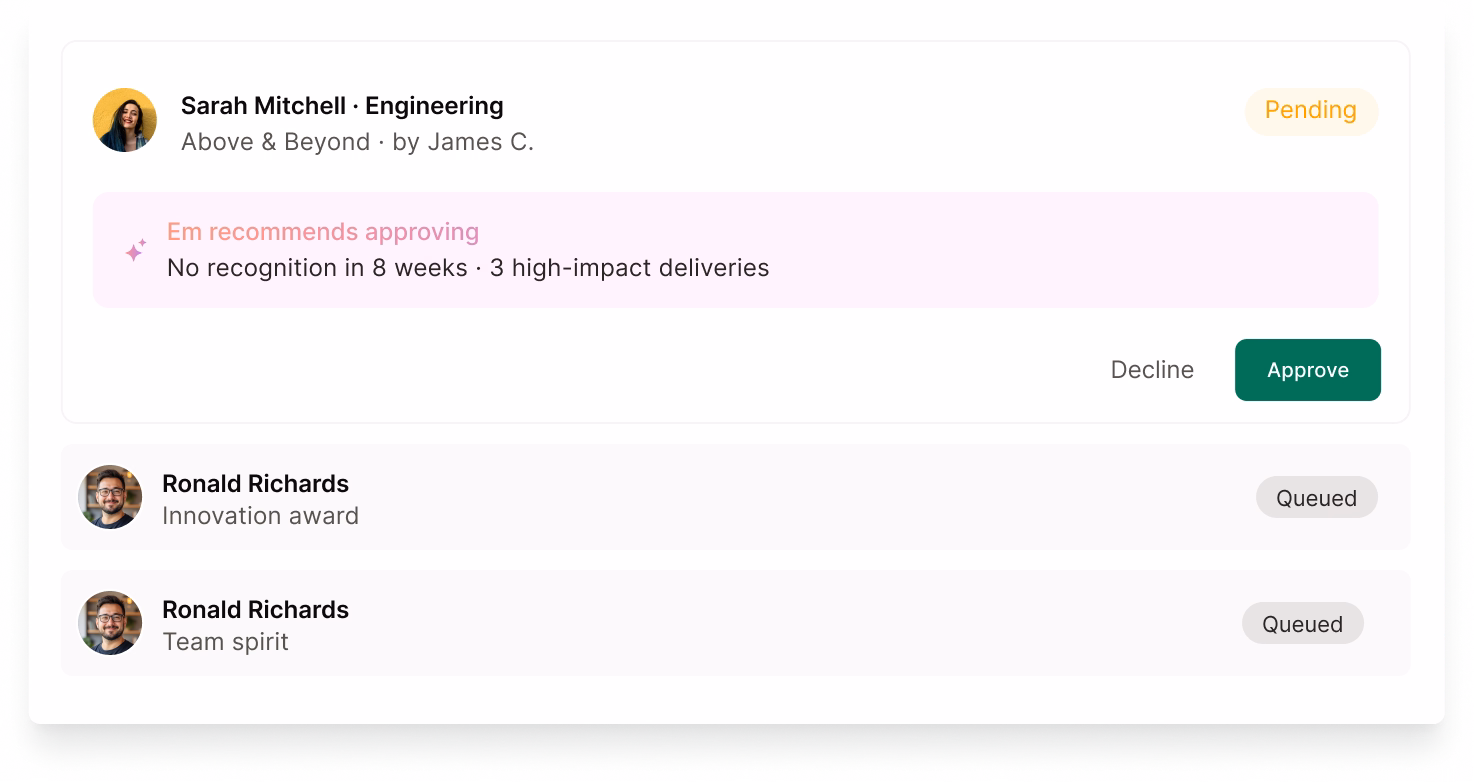 Approver inbox dashboard