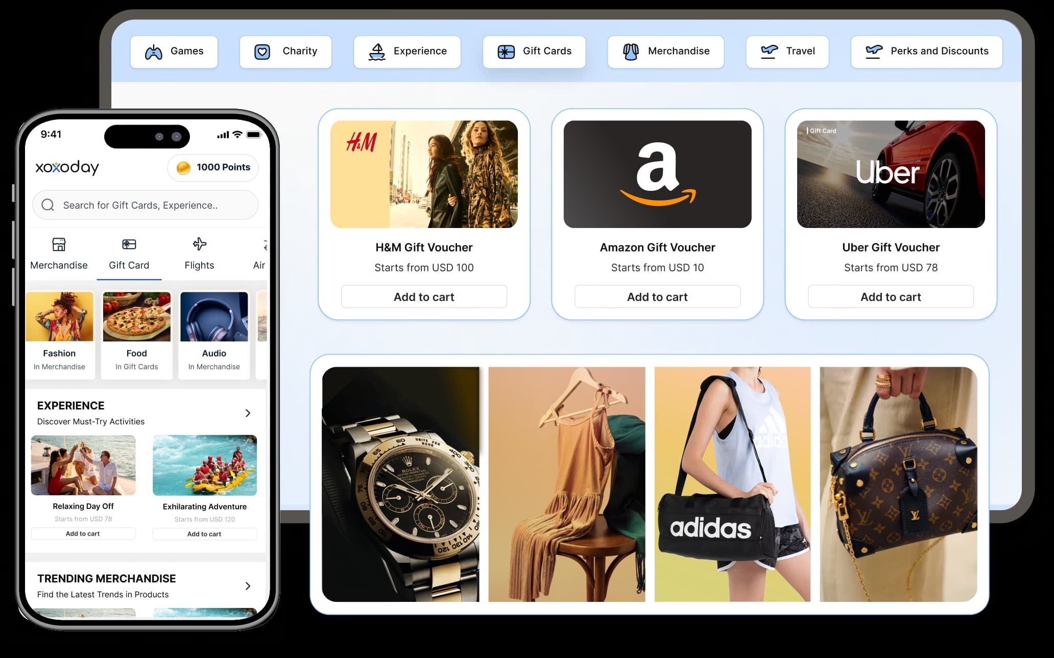 Empuls global rewards catalog, localized by currency and country