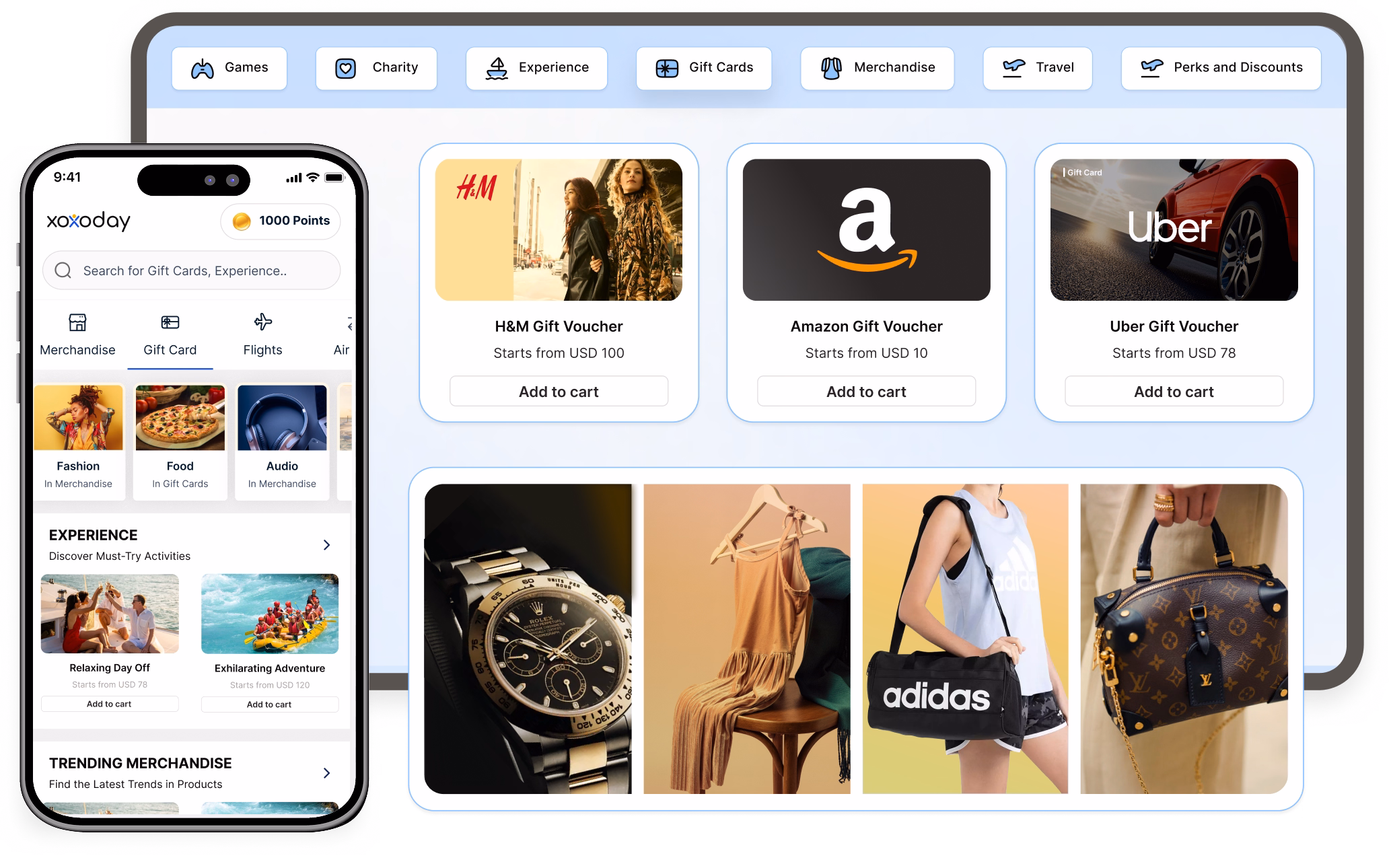 Empuls global rewards catalog, localized by currency and country