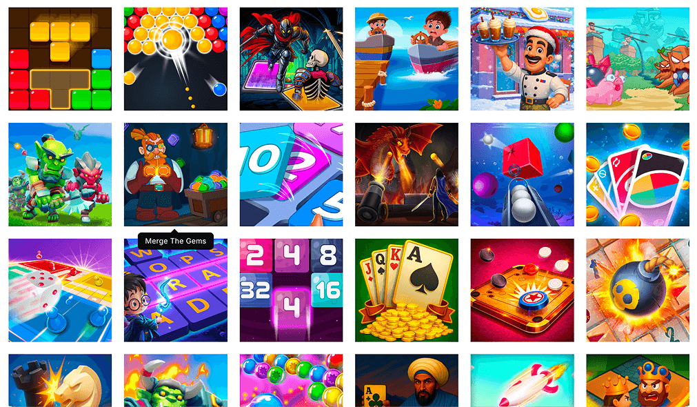 A grid of 500+ browser games in the Gamezone library