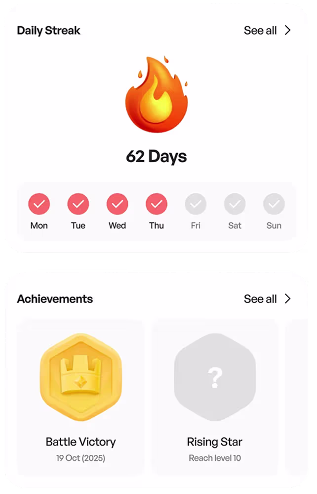 Xoxoday daily streak and achievement badges for a sales team