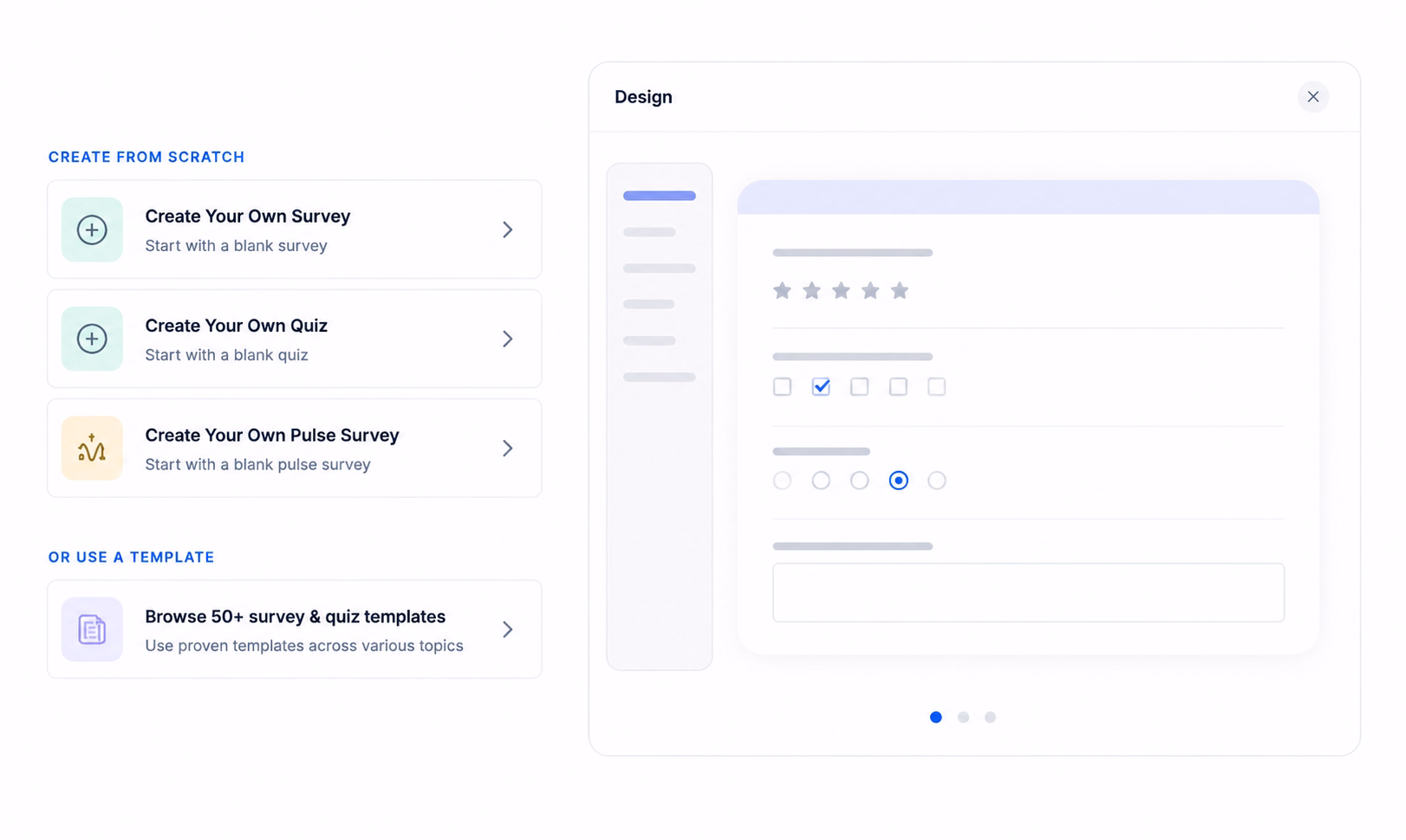 Empuls custom survey builder with question bank and live editor