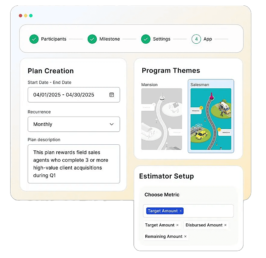 Xoxoday self-serve plan builder with program themes and estimator setup