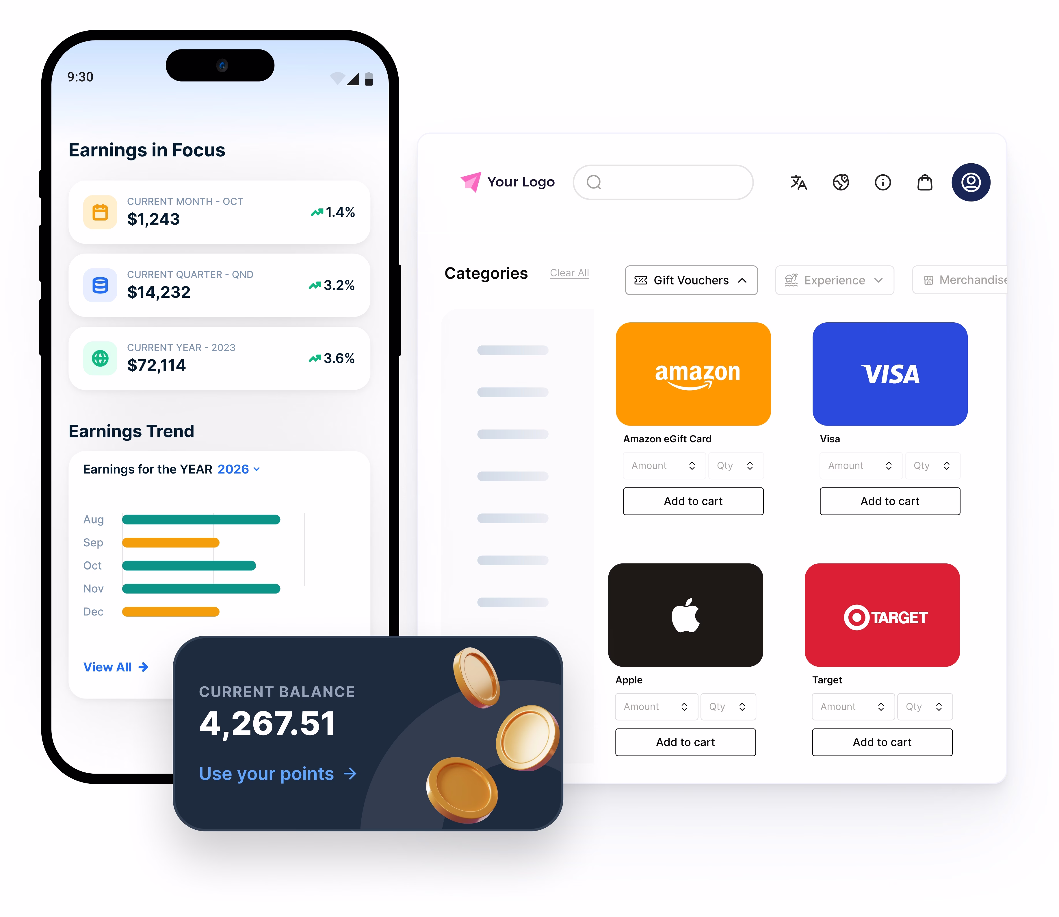 Empuls cash payout view showing earnings trend and current balance