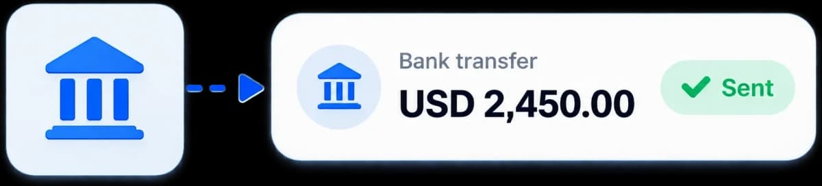 Bank transfer of USD 2,450 marked as sent
