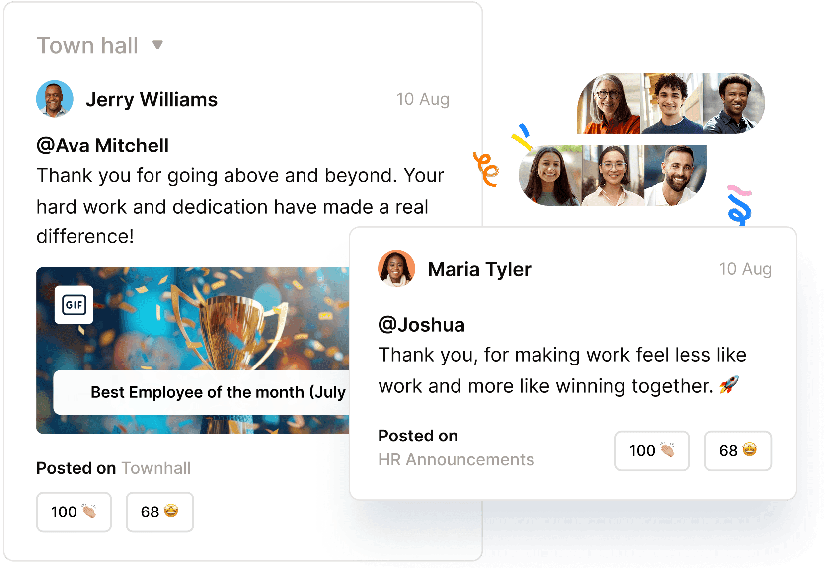 Recognition feed and Town Hall
