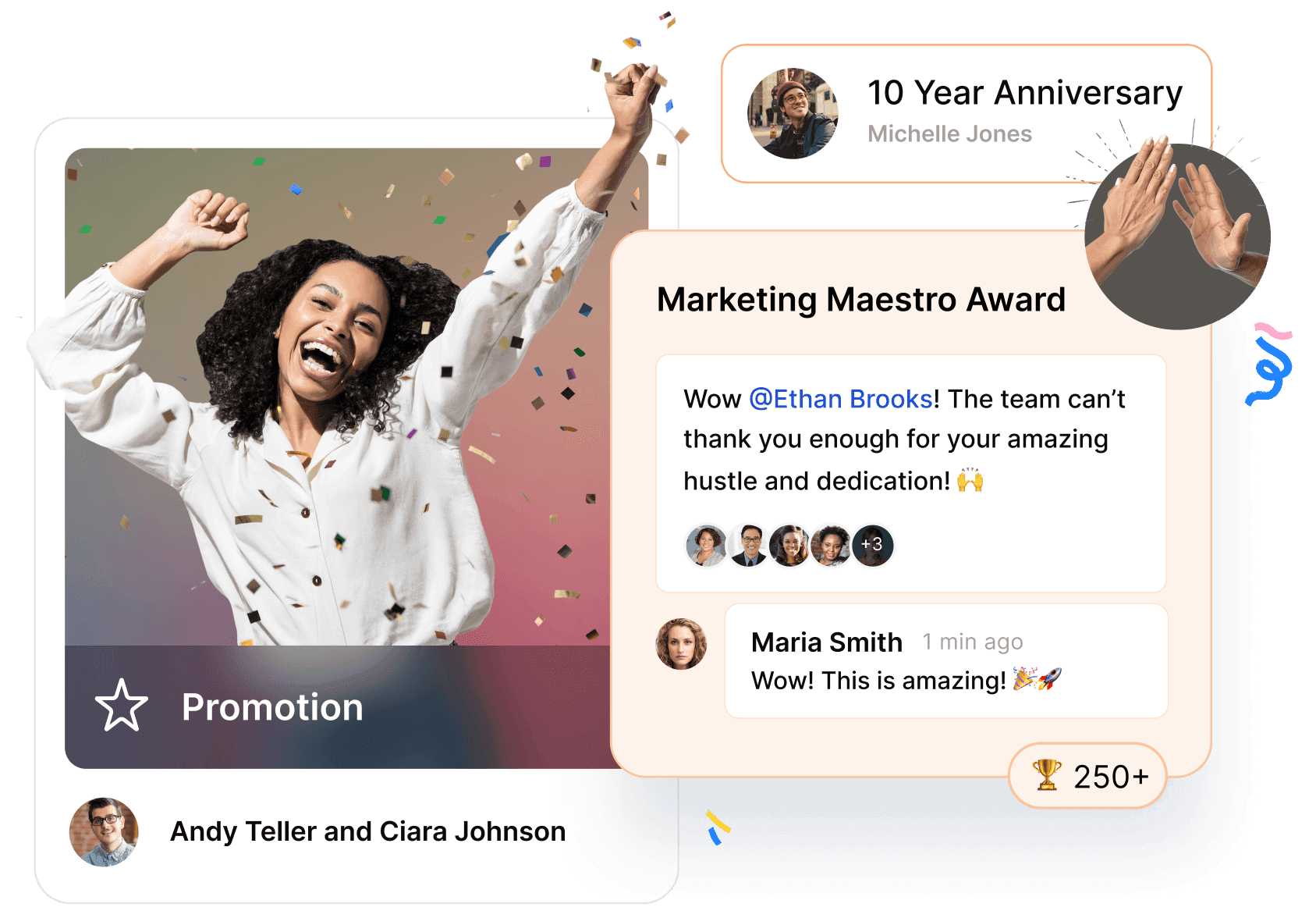 Celebrations feed with anniversary and birthday posts