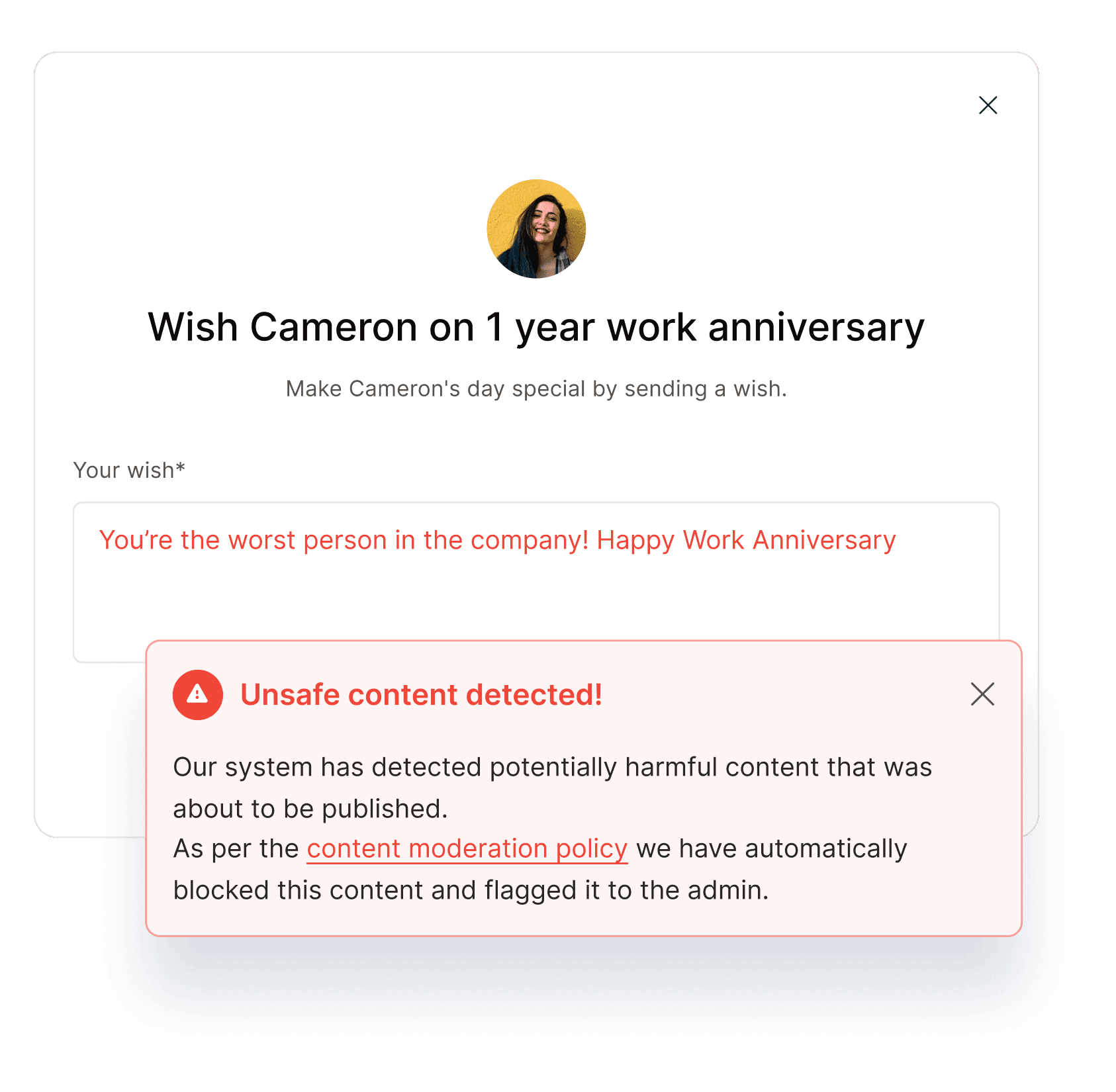 AI content moderation flagging inappropriate posts