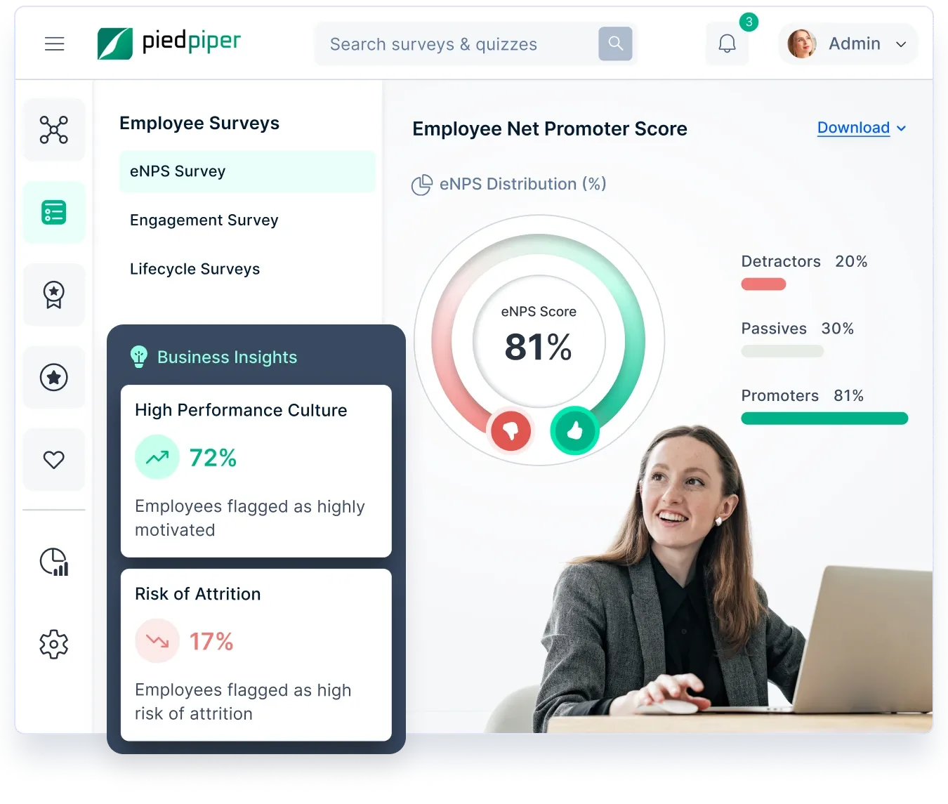 Empuls 360-degree feedback survey dashboard