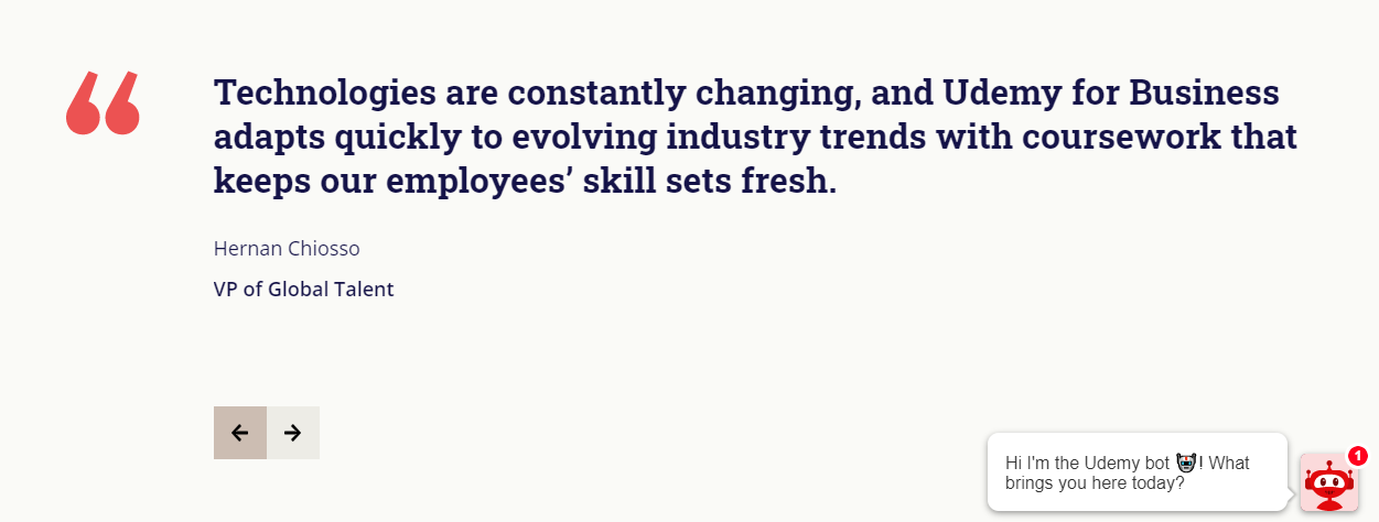 Udemy Business testimonial