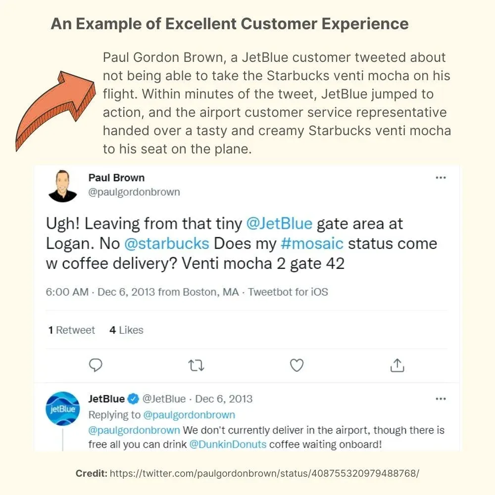 JetBlue example of excellent customer experience